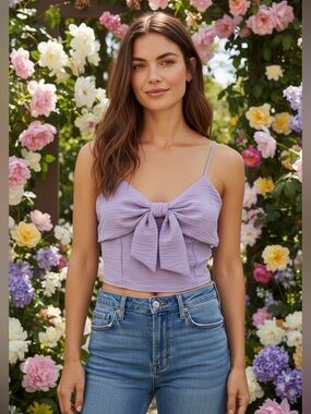 Sienna Sky Lavender Boho Cottagecore Smocked Summer Feminine Soft Cami Top Sz L